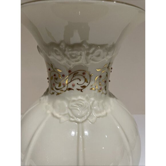 Vintage LENOX Rose Brocade Flared Vase Jeweled Collection 8 3/4" Textured USA - Picture 2 of 9